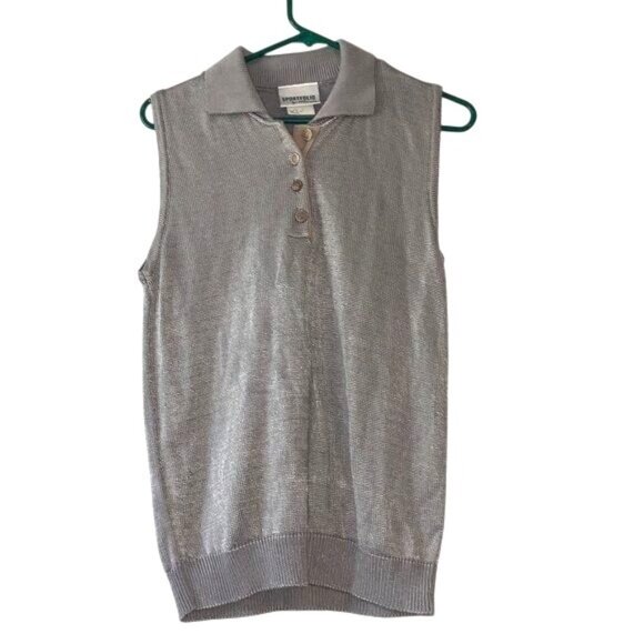 Sportfolio By Morris Gray Sleeveless Knit Sweater Vest Top Size S Made In USA - Picture 1 of 8